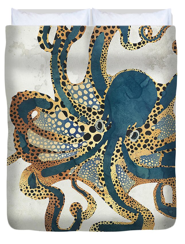 Octopus Duvet Cover featuring the digital art Underwater Dream VI by Spacefrog Designs