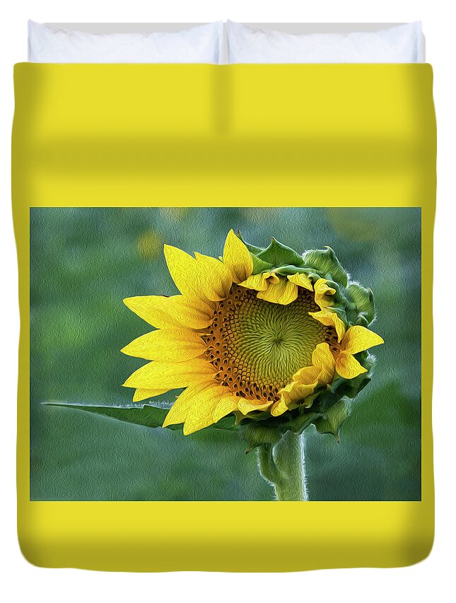 Sunflower Duvet Cover featuring the photograph Unfurl by Art Cole