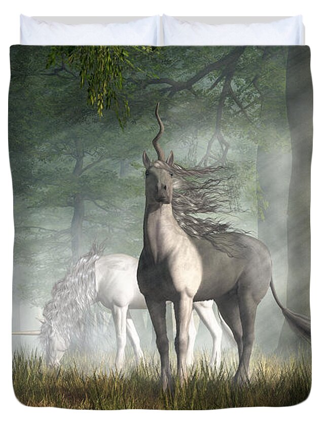 Unicorn Duvet Cover featuring the digital art Unicorn by Daniel Eskridge