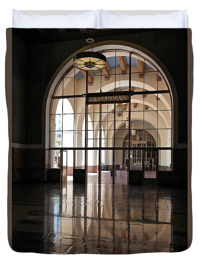 Union Station Duvet Cover featuring the photograph Union Station - Restaurant by Michele Myers