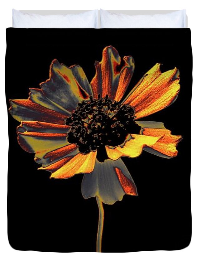 Flower Duvet Cover featuring the photograph Uniquely Solo by Dani McEvoy