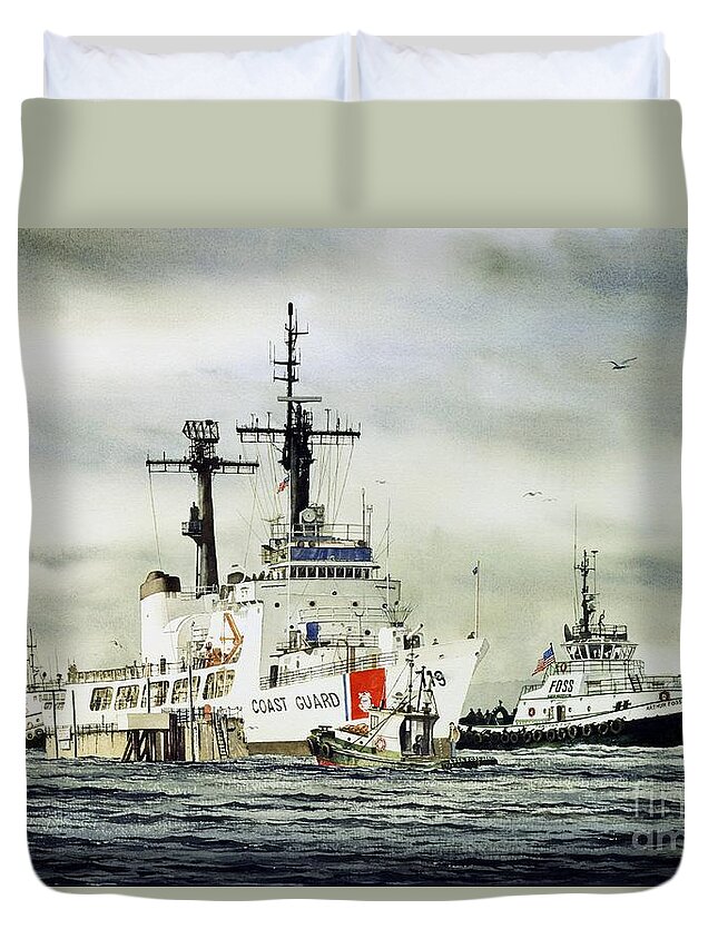 Uscg Boutwell Duvet Cover featuring the painting United States Coast Guard BOUTWELL by James Williamson