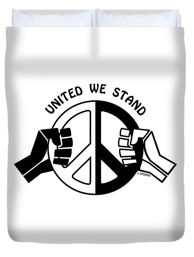 Protest Art Duvet Cover featuring the drawing United We Stand by Joseph J Stevens
