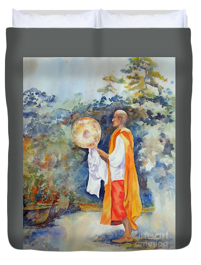 Japan Duvet Cover featuring the painting Unity by Mary Haley-Rocks