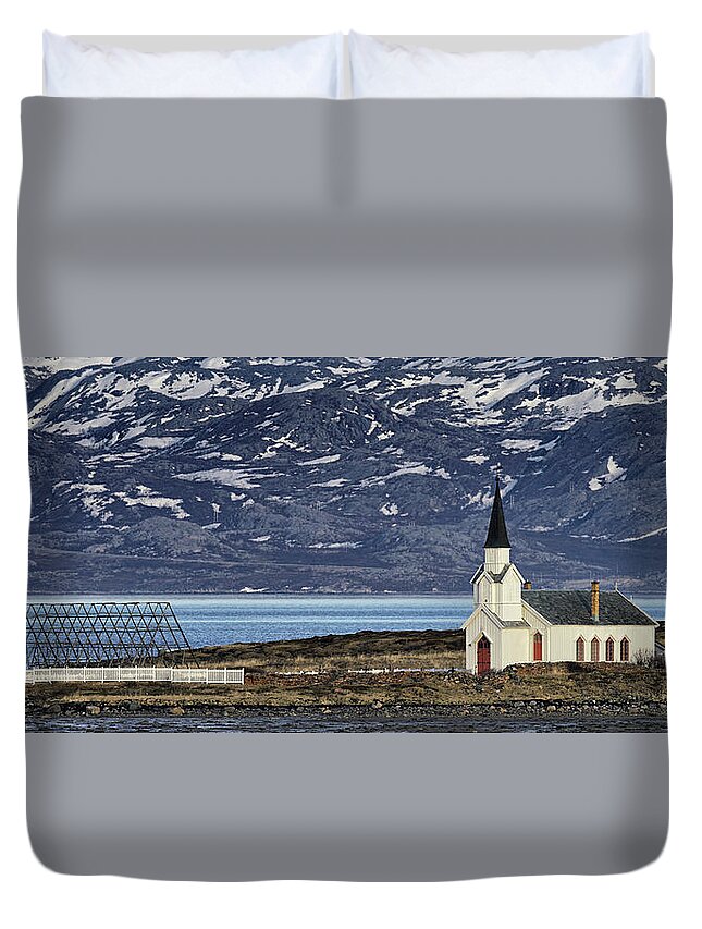 Church Duvet Cover featuring the photograph Unjarga-Nesseby Church in Arctic Norway by Pekka Sammallahti