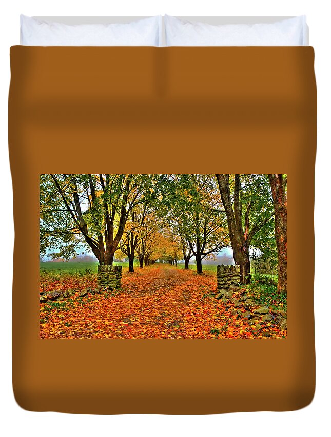 Fall Duvet Cover featuring the photograph UnSpooky Way by Jeff Cooper