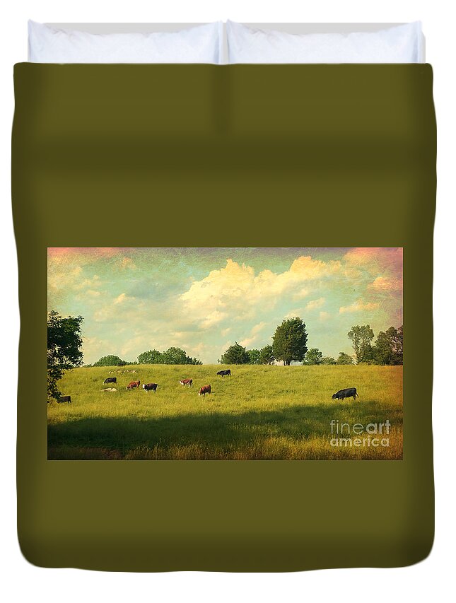 Cows Duvet Cover featuring the photograph Until The Cows Come Home by Beth Ferris Sale