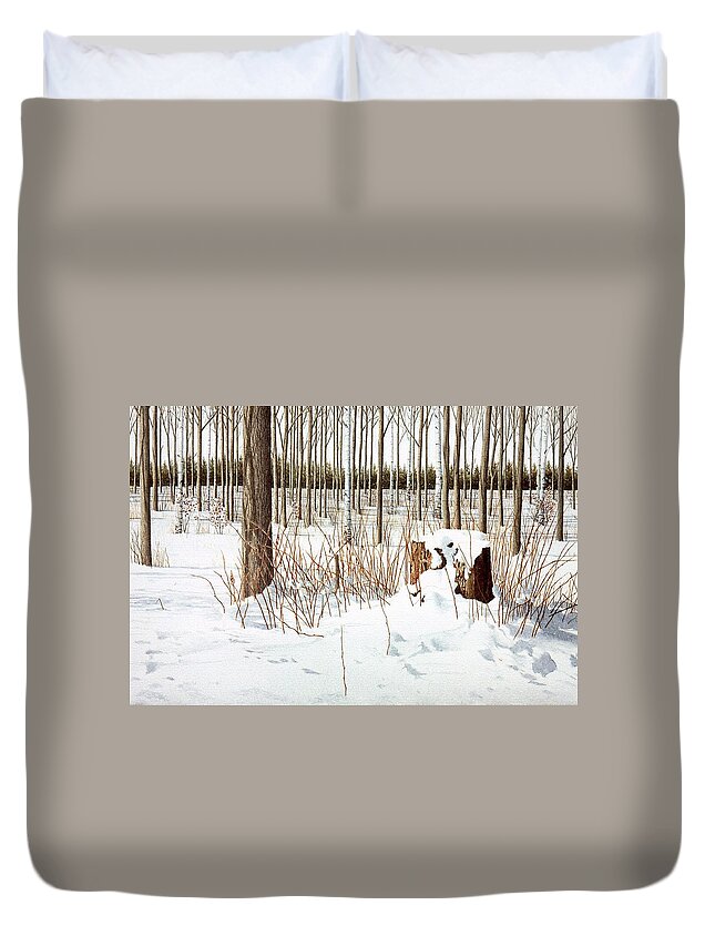 Winter Duvet Cover featuring the painting Untitled #7 by Conrad Mieschke