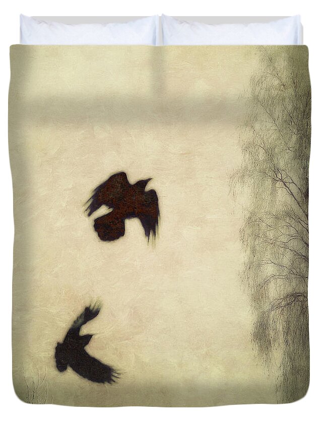 Raven Duvet Cover featuring the photograph Untitled by Priska Wettstein