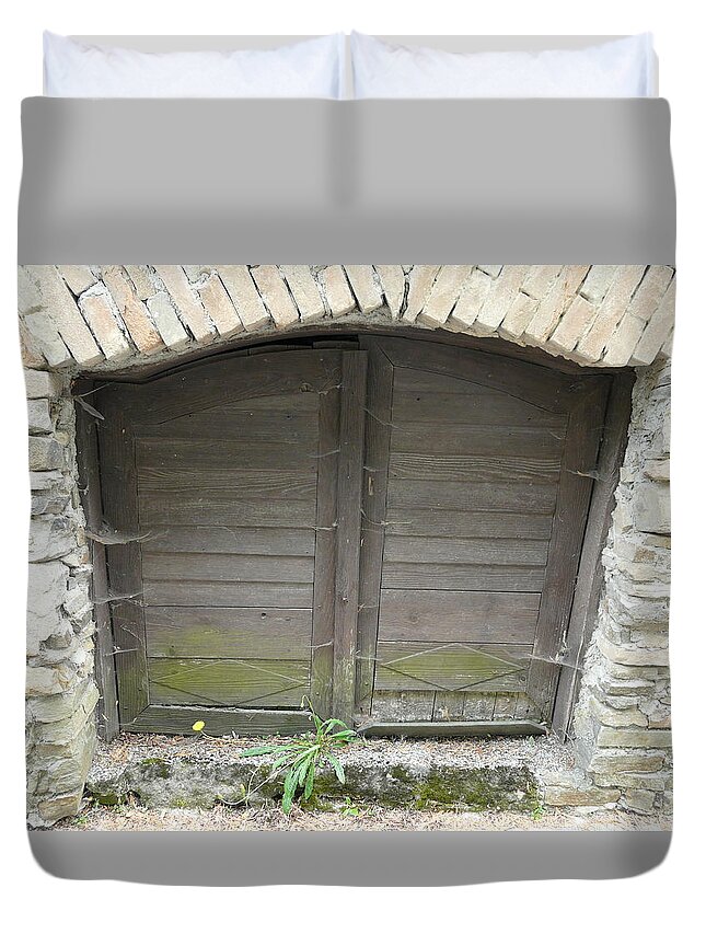 Old Duvet Cover featuring the photograph Unused Door by Valerie Ornstein