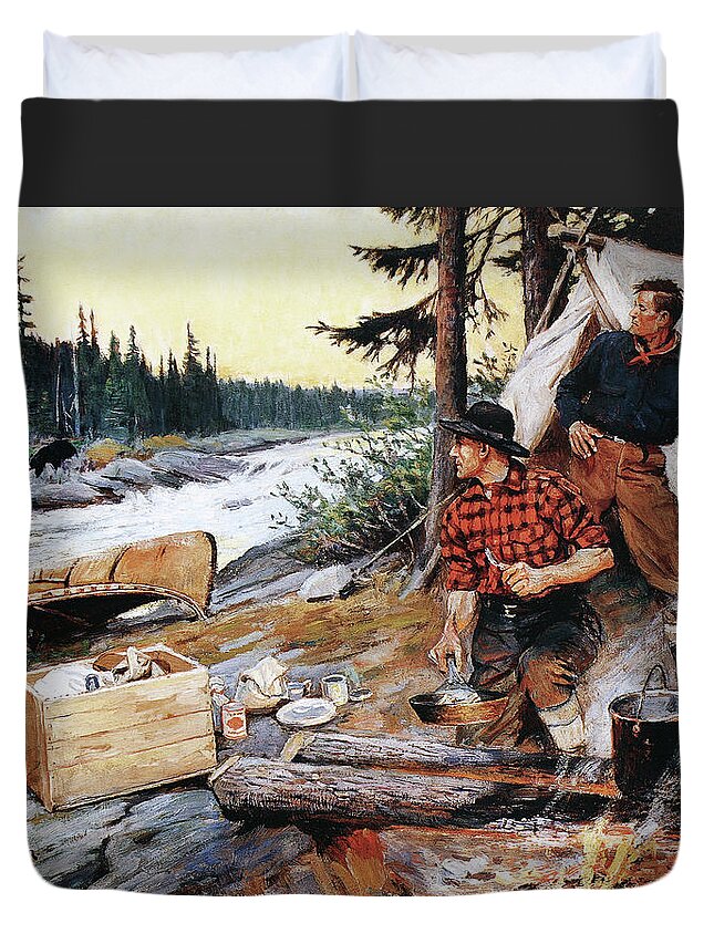 Outdoor Duvet Cover featuring the painting Unwanted Guest by Philip R Goodwin