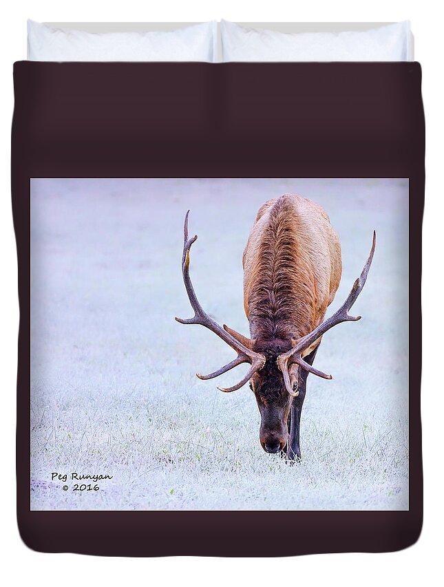 Elk Duvet Cover featuring the photograph Up Close and Personal by Peg Runyan
