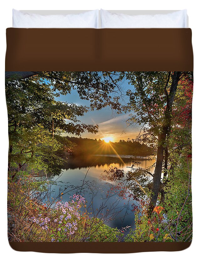 Landscape Duvet Cover featuring the photograph Up early for the start of fall color... by Ian Sempowski
