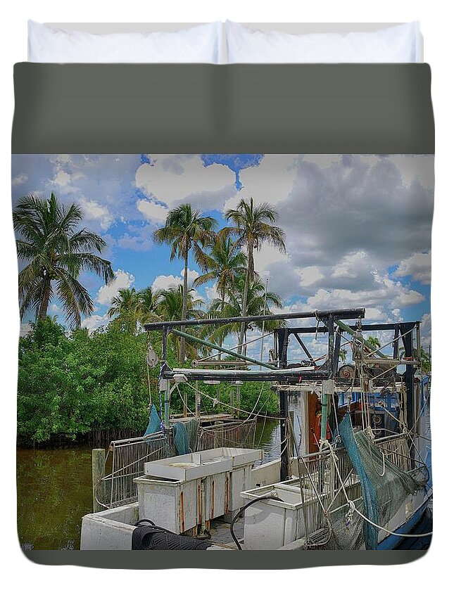 Matlacha Florida Duvet Cover featuring the photograph Upclose and Salty by Alison Belsan Horton