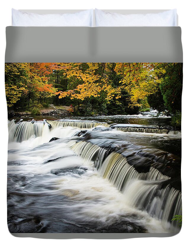 Fall Duvet Cover featuring the photograph Upper Bond Falls by John Roach