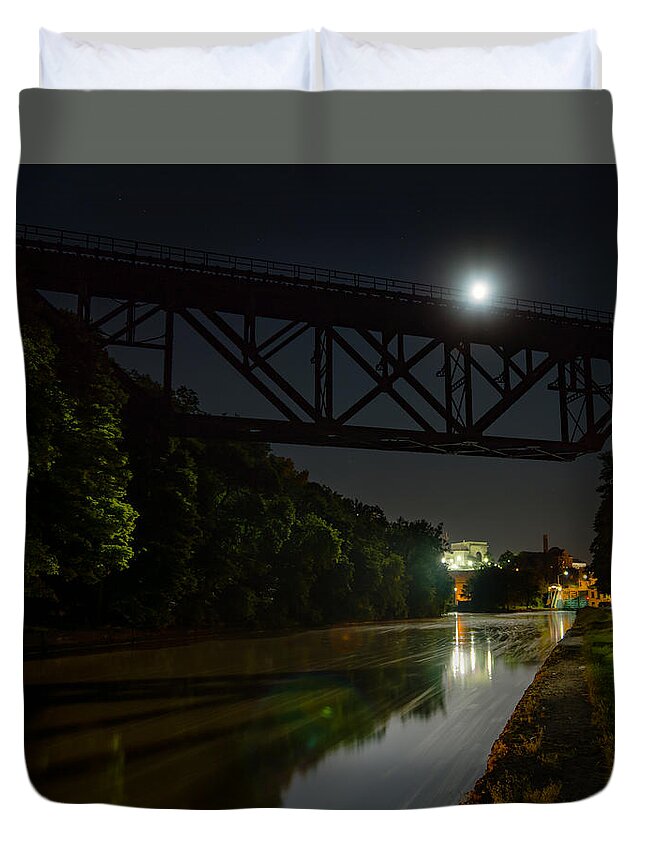 Dark Duvet Cover featuring the photograph Upside-Down Moonlight by Chris Bordeleau