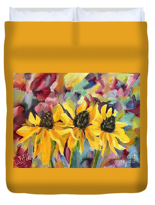 Sunflowers Duvet Cover featuring the painting Upward to the Heavens by Patsy Walton