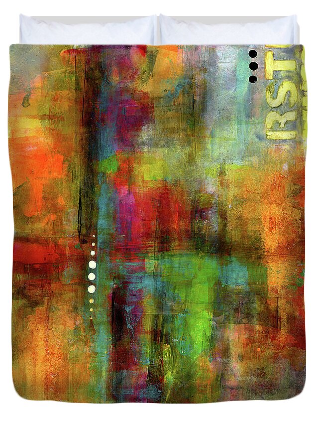 Urban Art Duvet Cover featuring the painting Urban Abstract Color 1 by Patricia Lintner