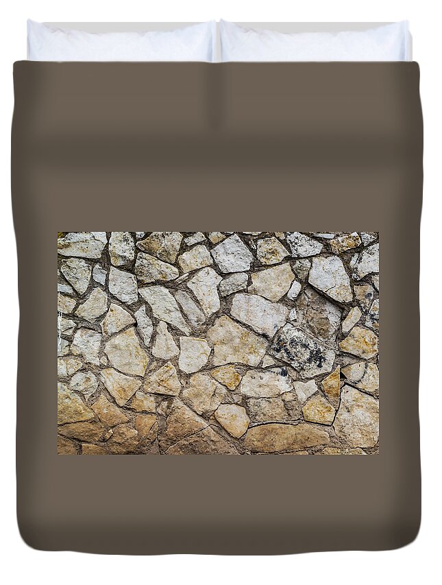 Abstract Duvet Cover featuring the photograph Urban City Wall in Bricks and Cement by John Williams