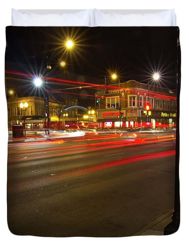 Chicago Duvet Cover featuring the photograph Urban Time Exposure by Sven Brogren