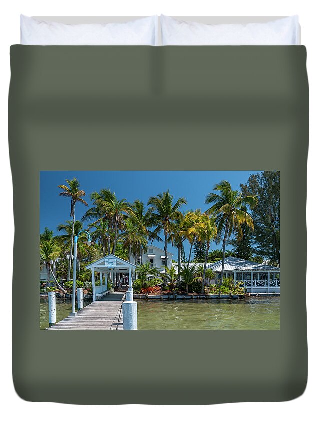 Waterscape Duvet Cover featuring the photograph Useppa Island Dock by Ginger Stein