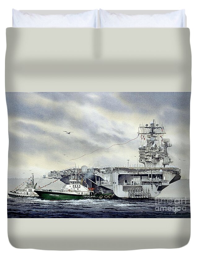  Uss Abraham Lincoln Duvet Cover featuring the painting Uss Abraham Lincoln by James Williamson