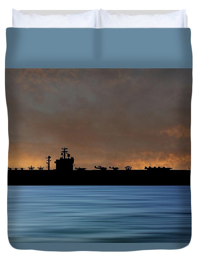 Uss Harry S Truman Duvet Cover featuring the photograph USS Harry S. Truman 1998 v3 by Smart Aviation