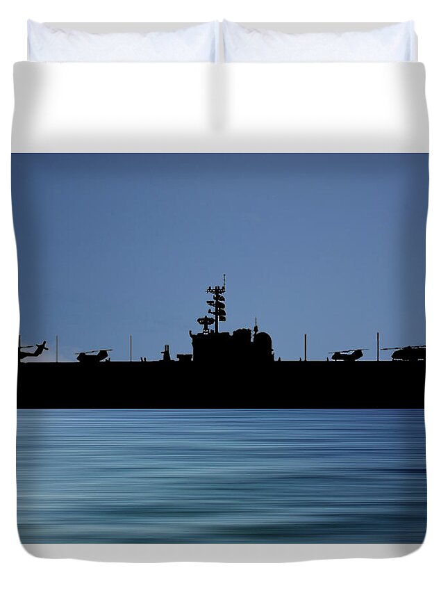 Uss Okinawa Duvet Cover featuring the photograph USS Okinawa 1960 v4 by Smart Aviation
