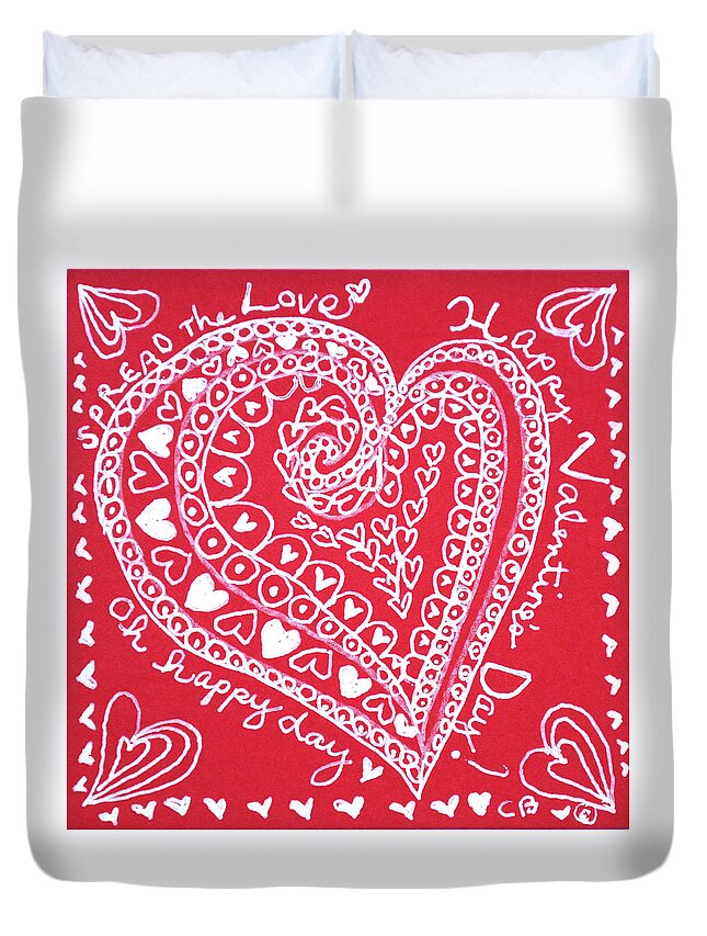 Caregiver Duvet Cover featuring the drawing Valentine Heart by Carole Brecht