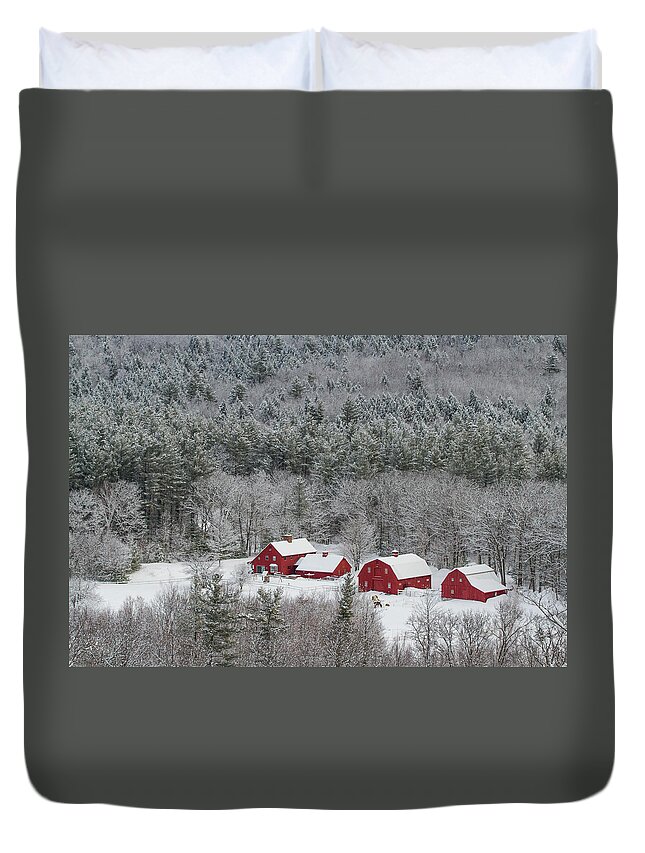 Maine Duvet Cover featuring the photograph Valley Farm in Winter by Colin Chase