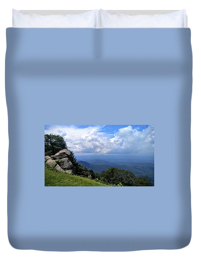 Landscape Mountains View Valley Duvet Cover featuring the photograph Valley View by Gail Butler