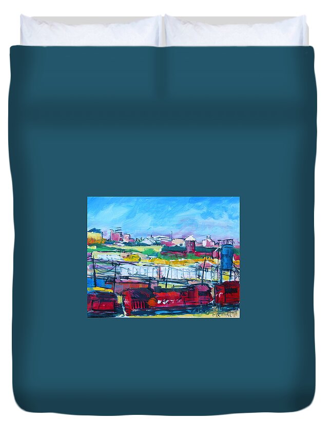 Trains Duvet Cover featuring the painting Valley Yard by Les Leffingwell