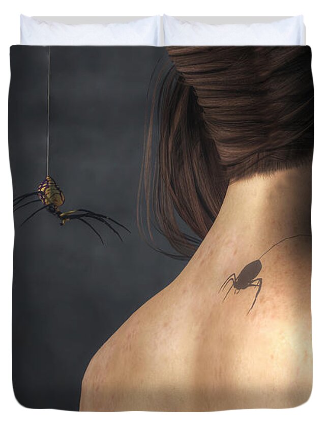 Vampire Spider Duvet Cover featuring the digital art Vampire Spider by Daniel Eskridge