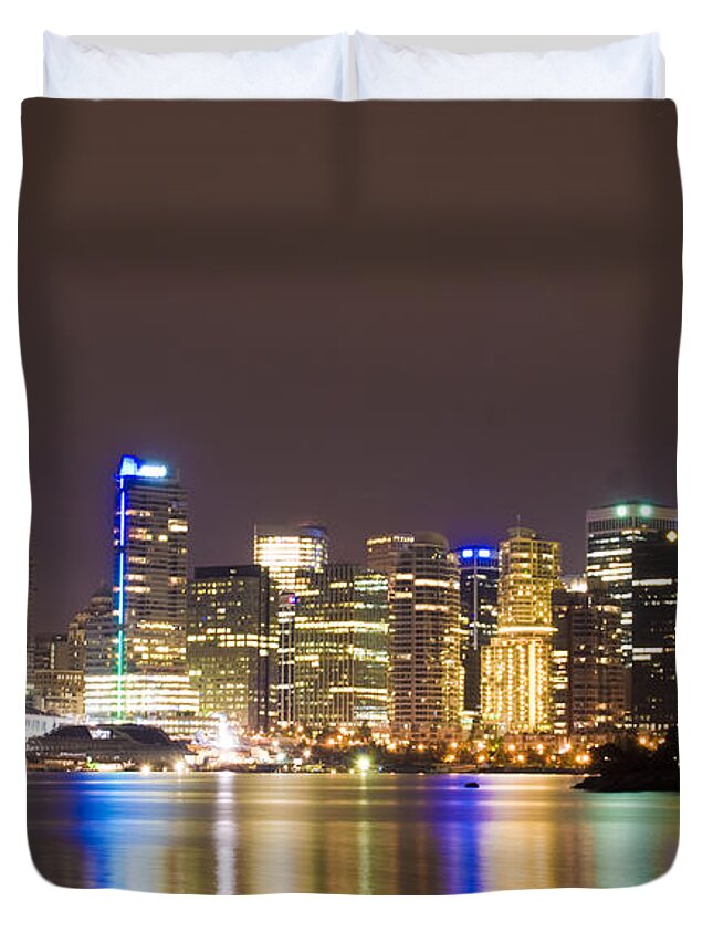 Vancouver Duvet Cover featuring the photograph Vancouver Lights by Louise Magno