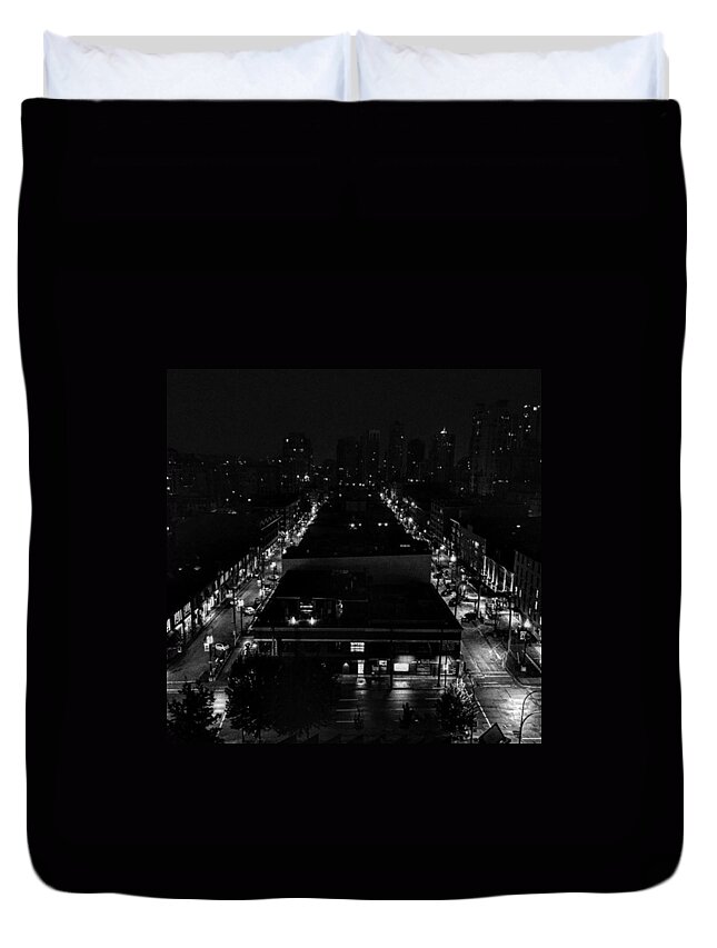 Bars Duvet Cover featuring the photograph #vancouver #vancity At Night In by La Monte Ishtar