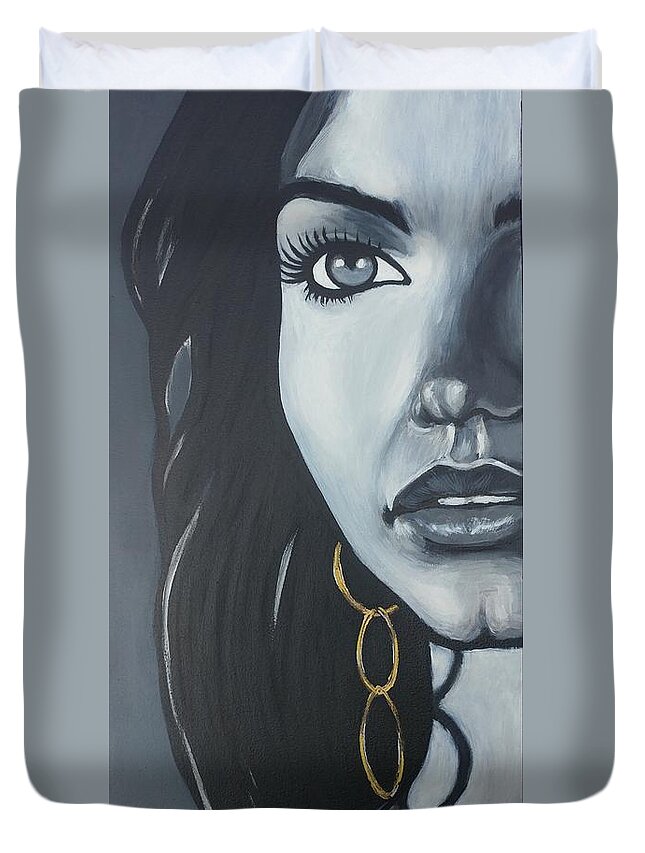 Acrylic On Canvas Face Beauty Duvet Cover featuring the painting Vanity by Bryon Stewart