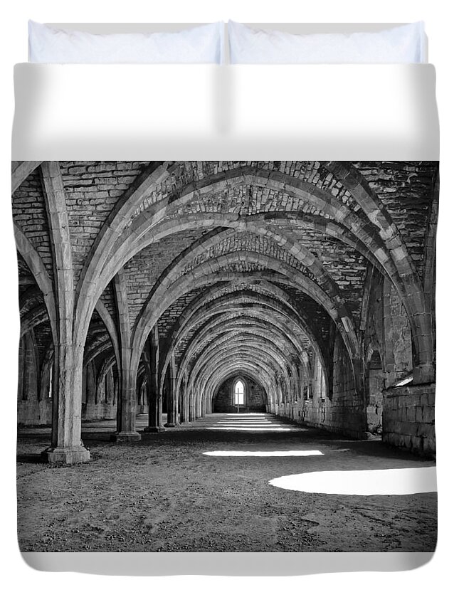 Monochrome Photography Duvet Cover featuring the photograph Vaults. by Elena Perelman