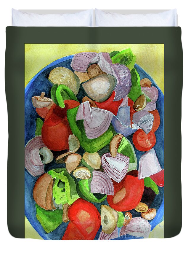 Veggies Duvet Cover featuring the painting Veggies by Sandy McIntire