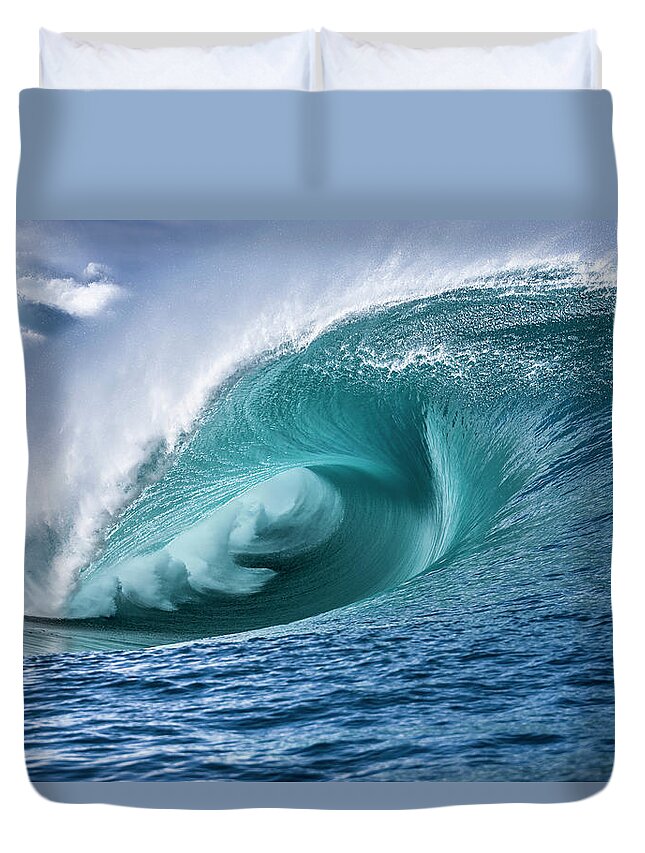  Wave Photography Duvet Cover featuring the photograph Velocity Curl by Sean Davey