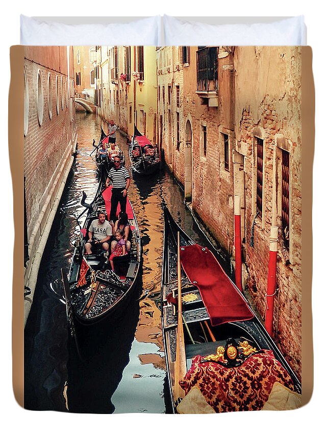 Venetian Duvet Cover featuring the digital art Venetian Canal by Jackie MacNair