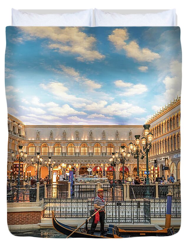 Las Vegas Duvet Cover featuring the photograph Venetian Gondola by Framing Places