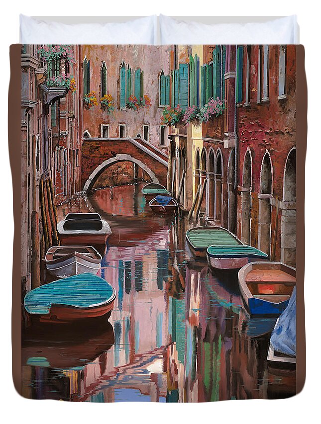 Venice Duvet Cover featuring the painting Venezia colorata by Guido Borelli