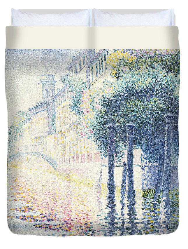 Rio San Trovaso Duvet Cover featuring the painting Venice by Henri-Edmond Cross