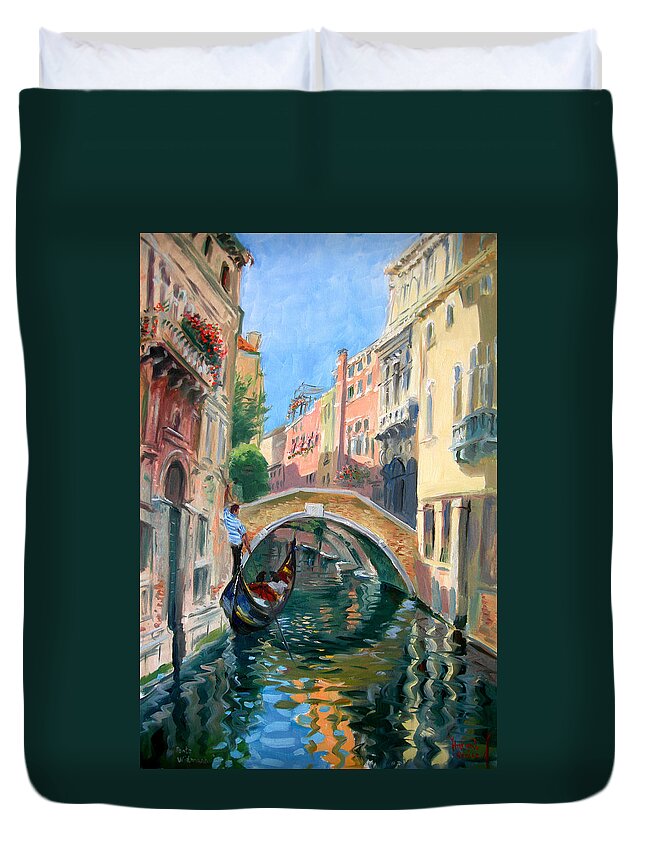 Venice Duvet Cover featuring the painting Venice Ponte Widmann by Ylli Haruni