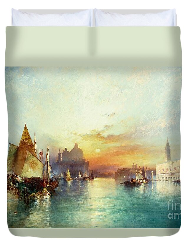 Venetian Scene Duvet Cover featuring the painting Venice, 1897 by Thomas Moran