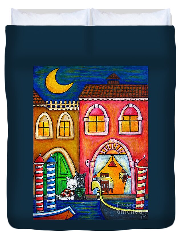 Venice Duvet Cover featuring the painting Venice Valentine by Lisa Lorenz