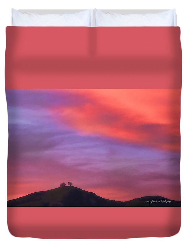 Two Trees Duvet Cover featuring the photograph Ventura CA Two Trees at Sunset by John A Rodriguez