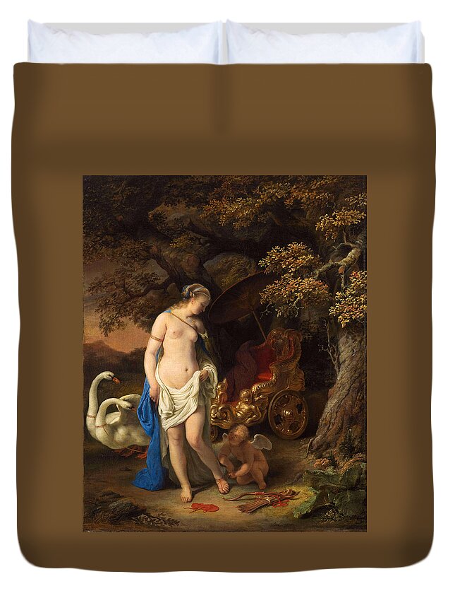 Ferdinand Bol Duvet Cover featuring the painting Venus and Cupid by Ferdinand Bol