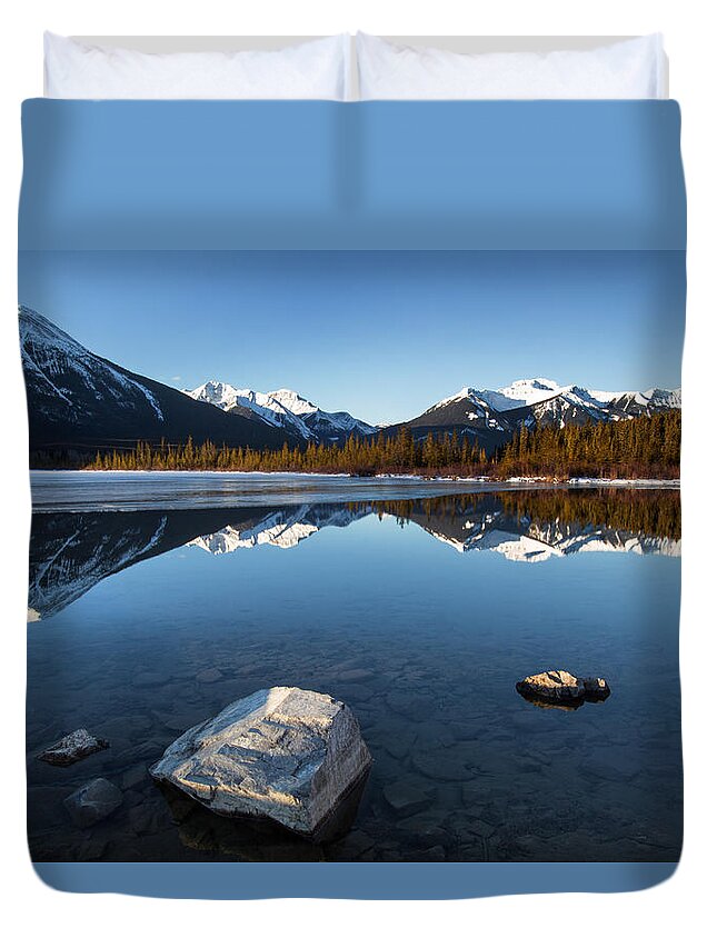 Vermillion Lakes Duvet Cover featuring the photograph Vermillion 2 by Celine Pollard