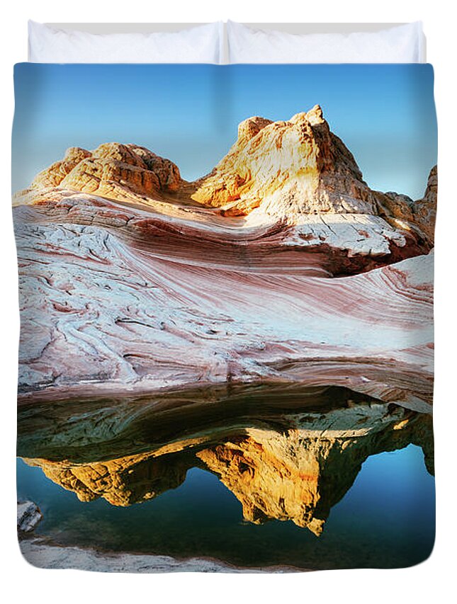 Landscape Duvet Cover featuring the photograph Vermillion cliffs at sunrise, Utah, USA by Matteo Colombo